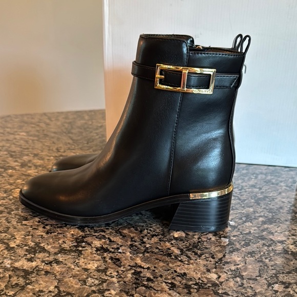 Calvin Klein Black Ankle Boots with Gold Accents NWT 6 - Picture 7 of 12